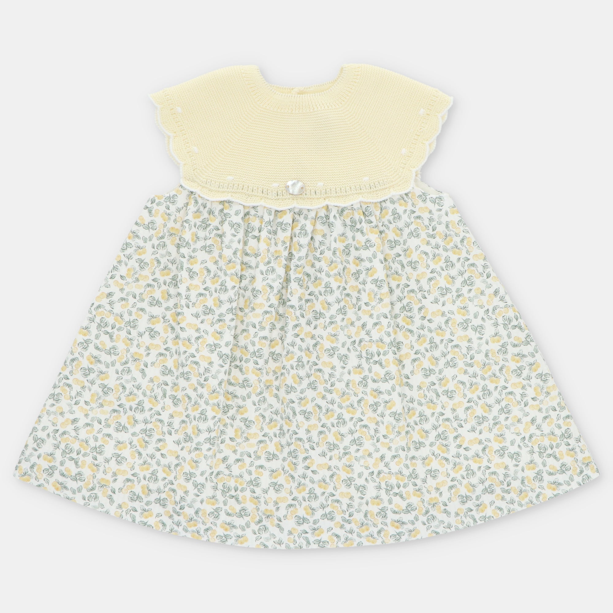 Vestido combinado e tapa fraldas com estampado de limões  da Martín Aranda "Winnipeg"