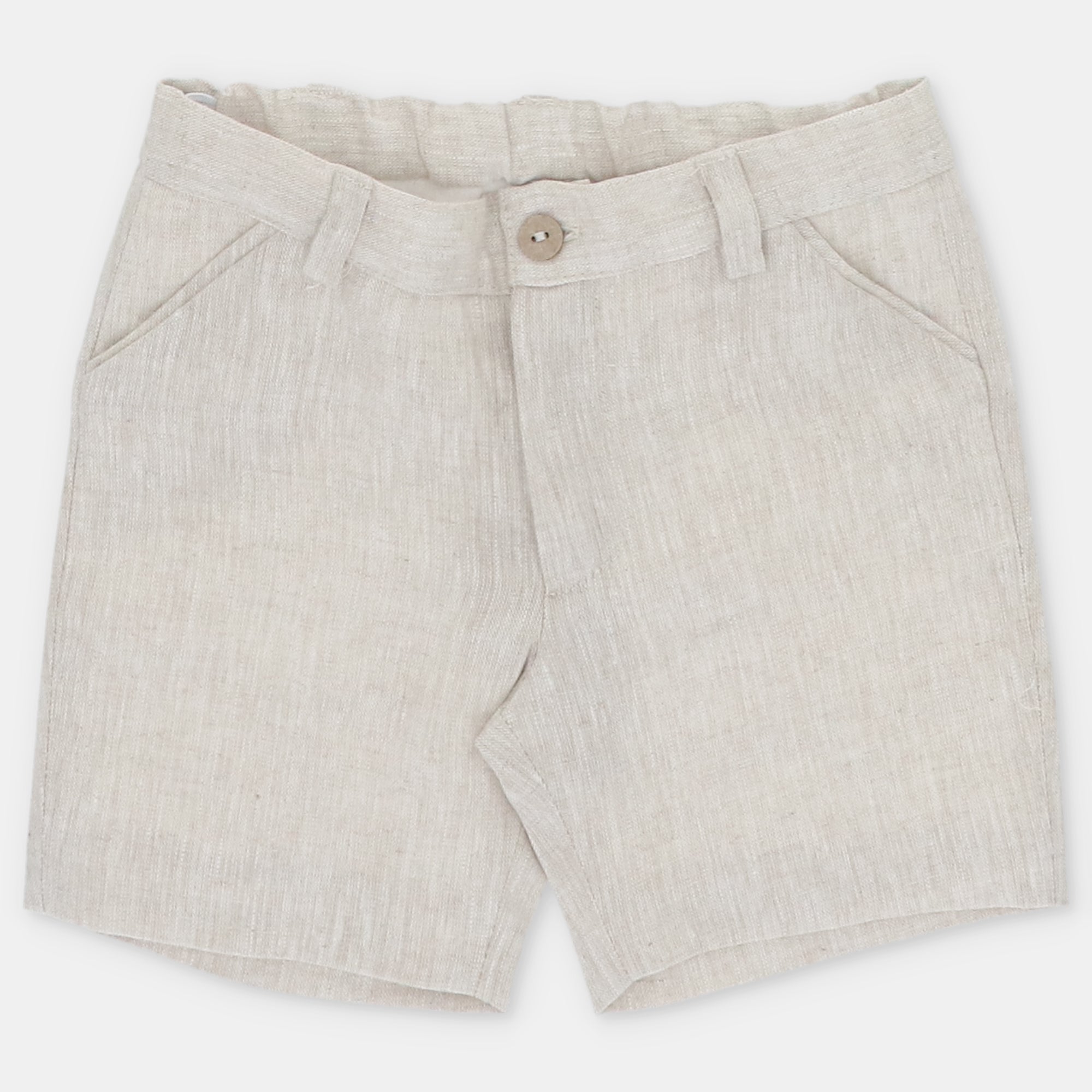 Conjunto camisa riscas azuis e calção bege para menino da Martín Aranda "Milton"