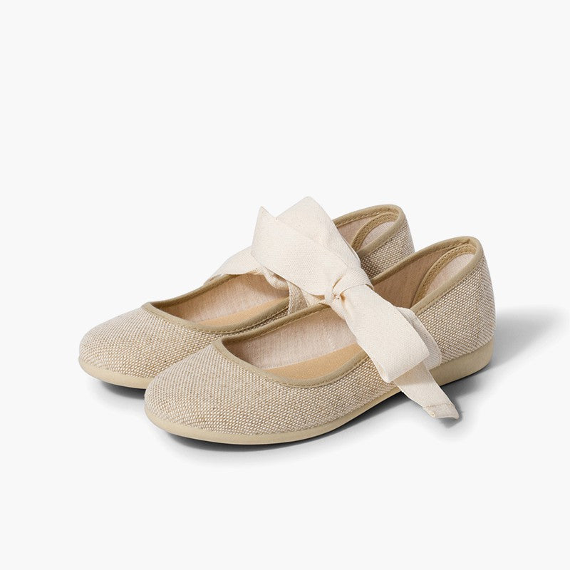 Sapatos merceditas linho com laço da Pisamonas