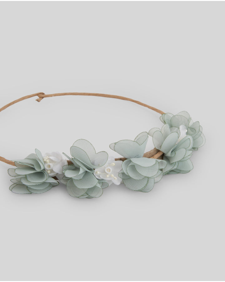 Tiara de flores verde água da Paz Rodriguez “Cerimónia”