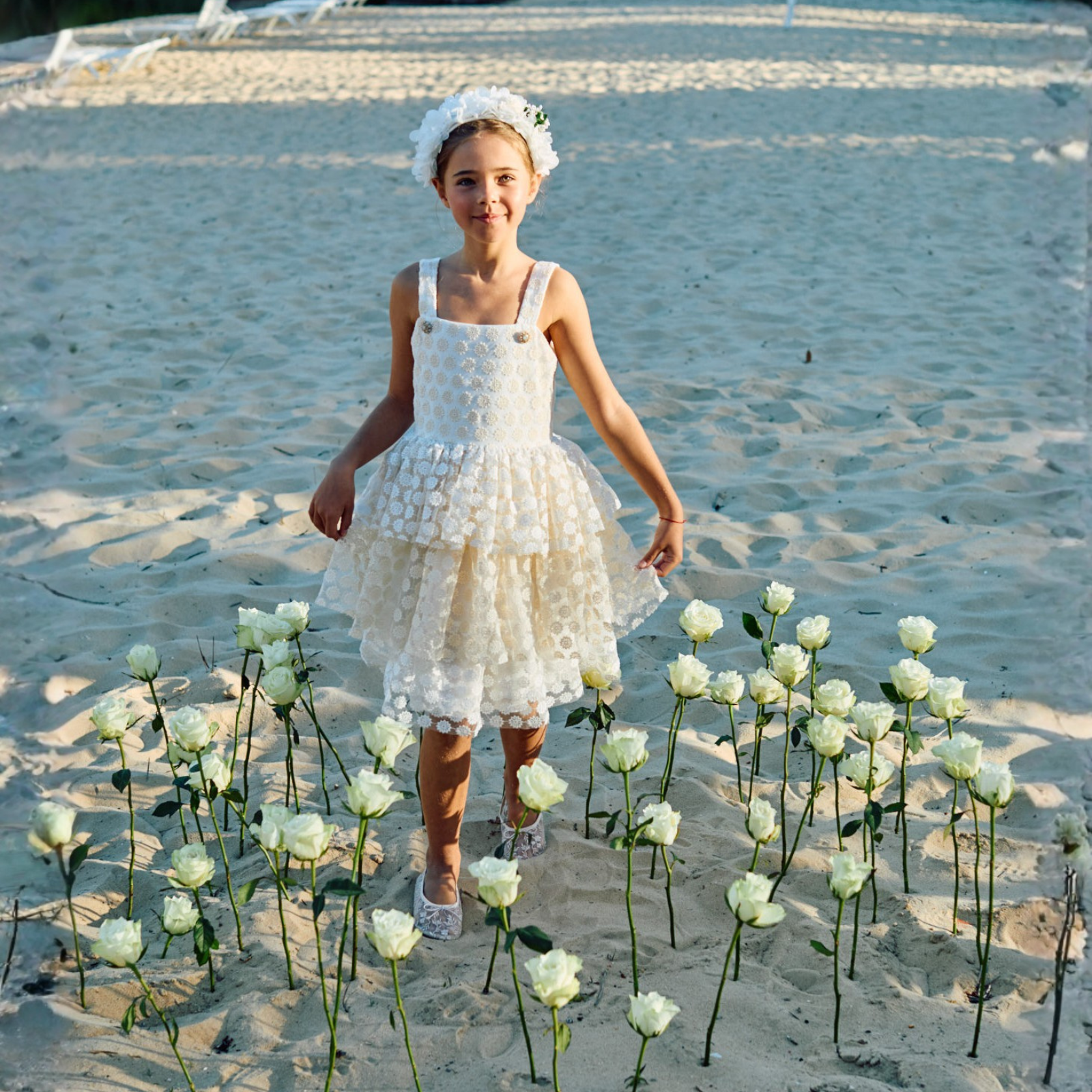 Vestido tons pérola para menina da Patachou "Party White"