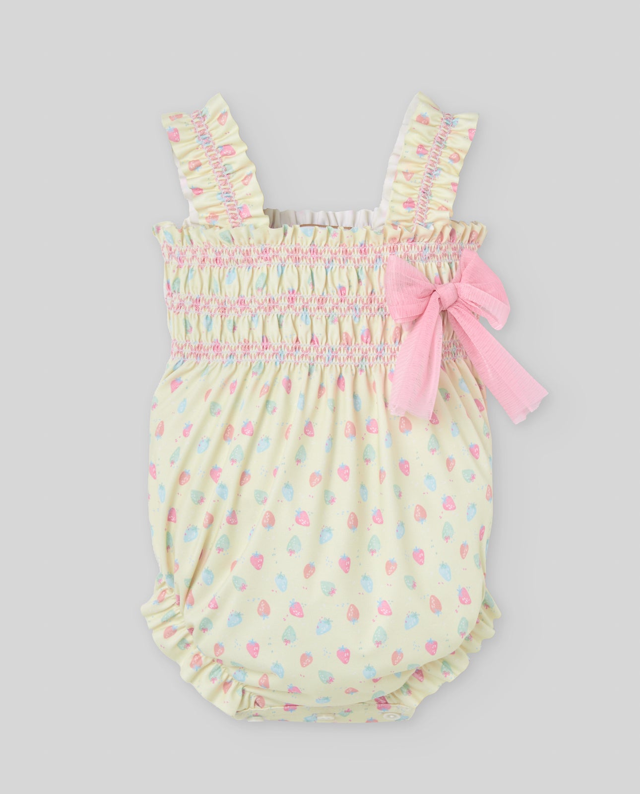 Fato banho amarelo com detalhes rosa da Paz Rodriguez "Baño"