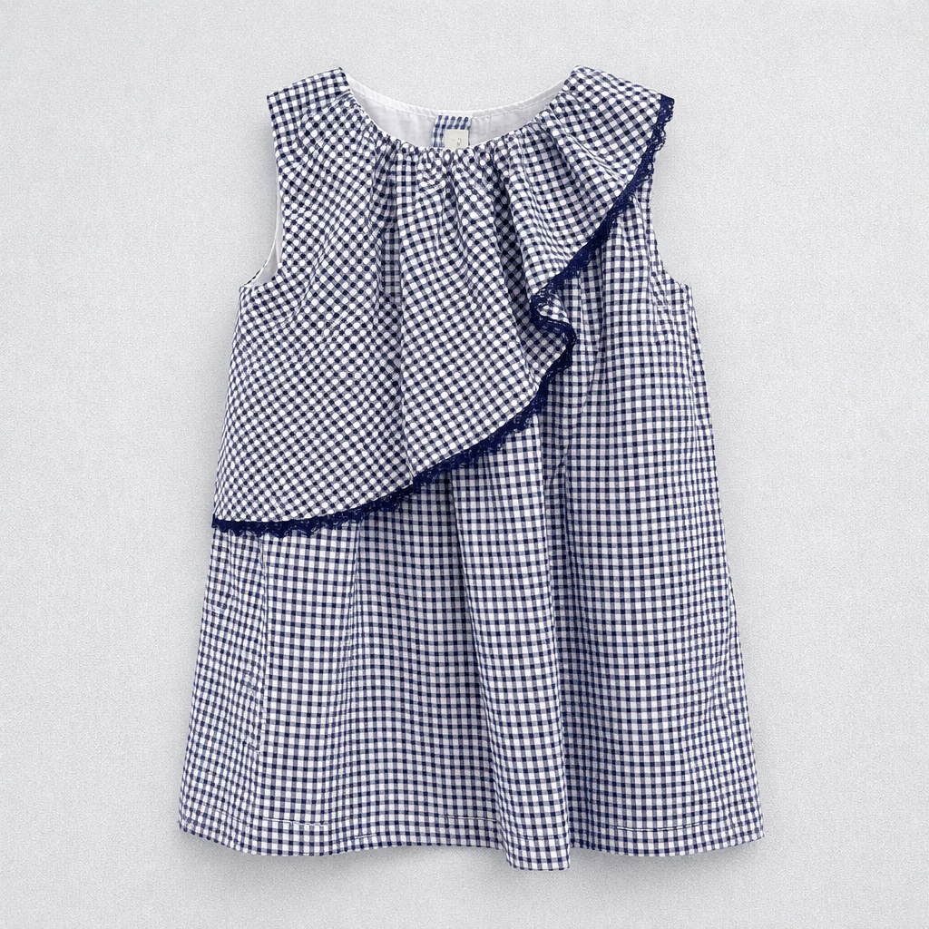 Vestido vichy azul marinho para menina Fina Ejeruque "NAVY"