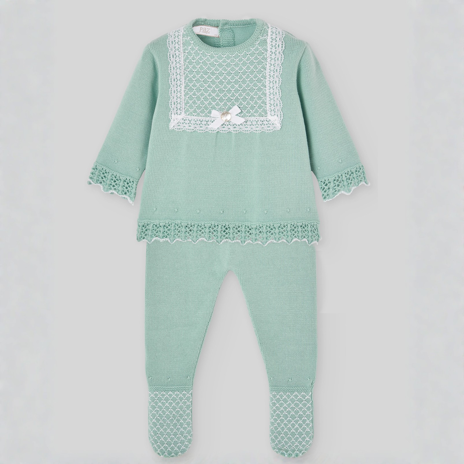 Conjunto recém nascido menina verde da Paz Rodriguez "Cauce"