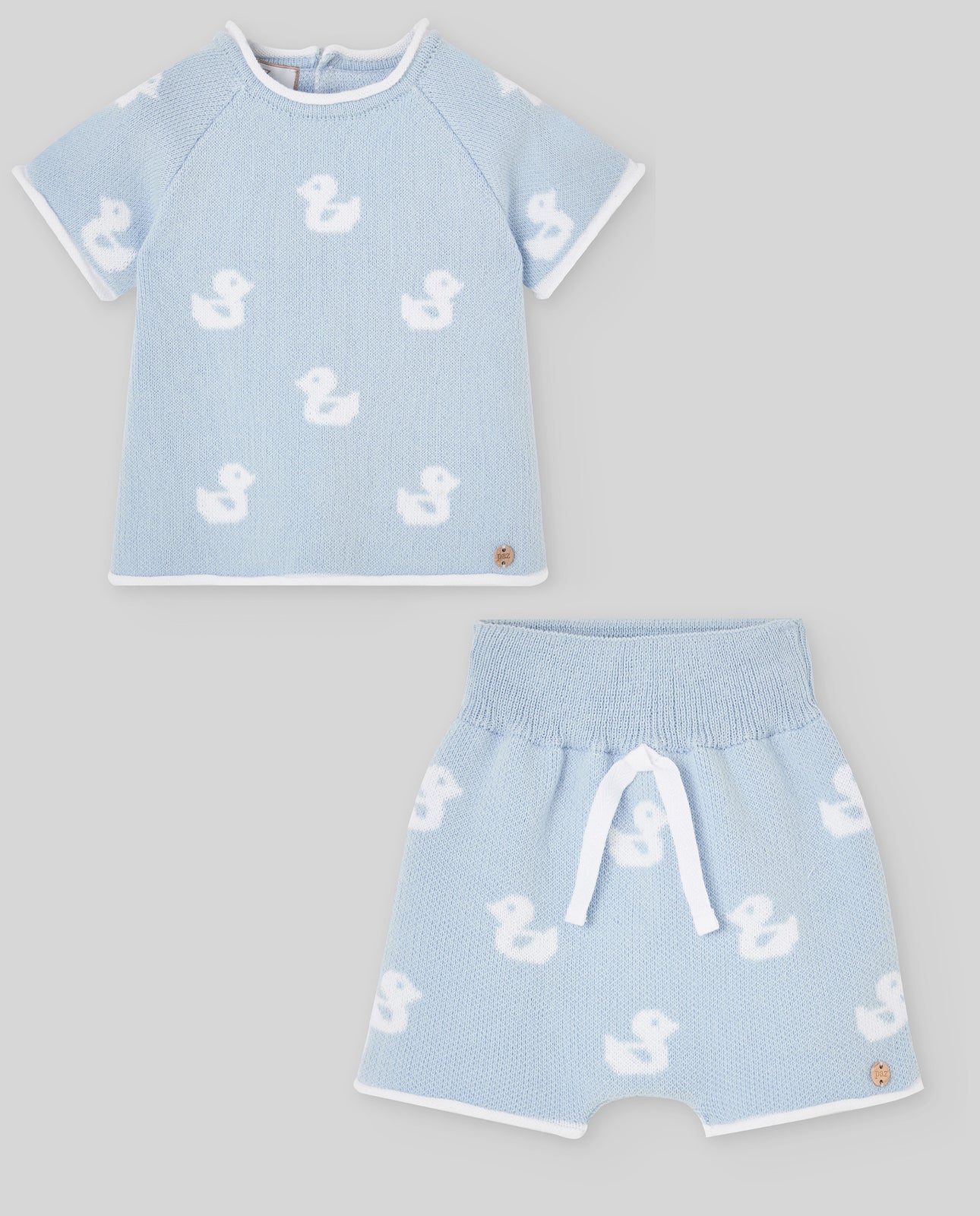 Conjunto malha azul bebé menino da Paz Rodriguez "Cua Cua"