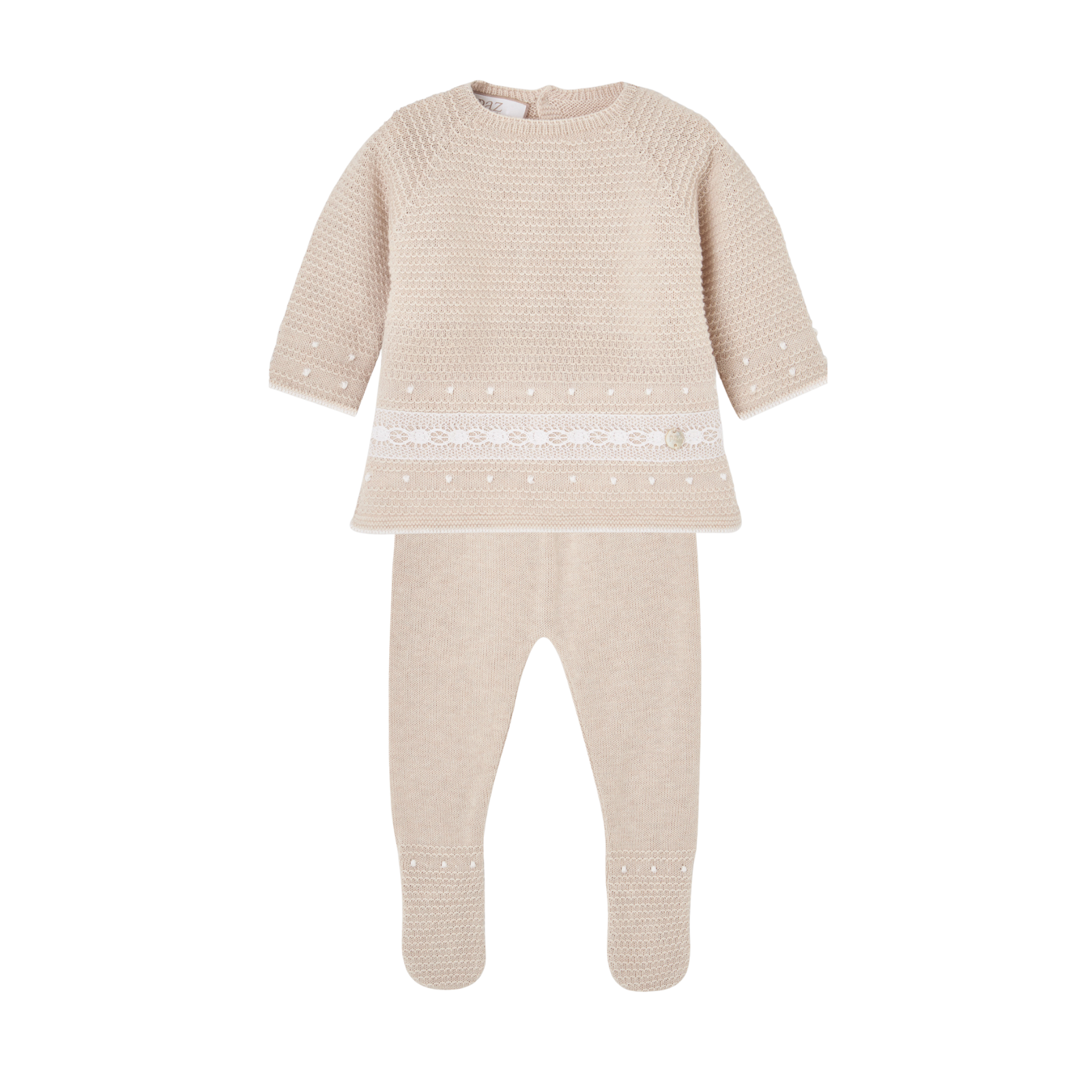 Conjunto recém nascido menino malha bege da Paz Rodriguez "Nectar"