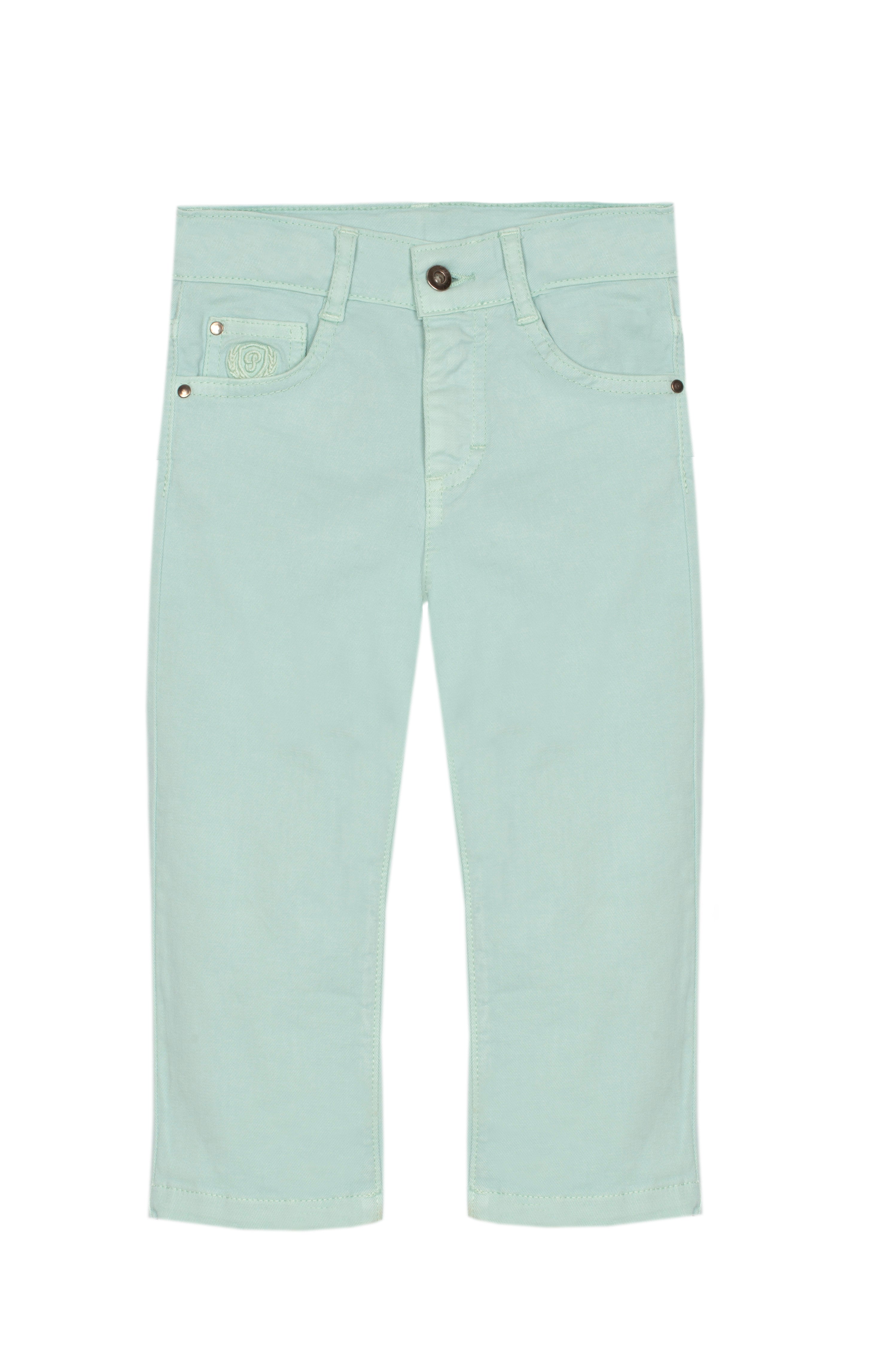 Conjunto camisa quadrados e calça verde de menino da Patachou "Soft Blue"