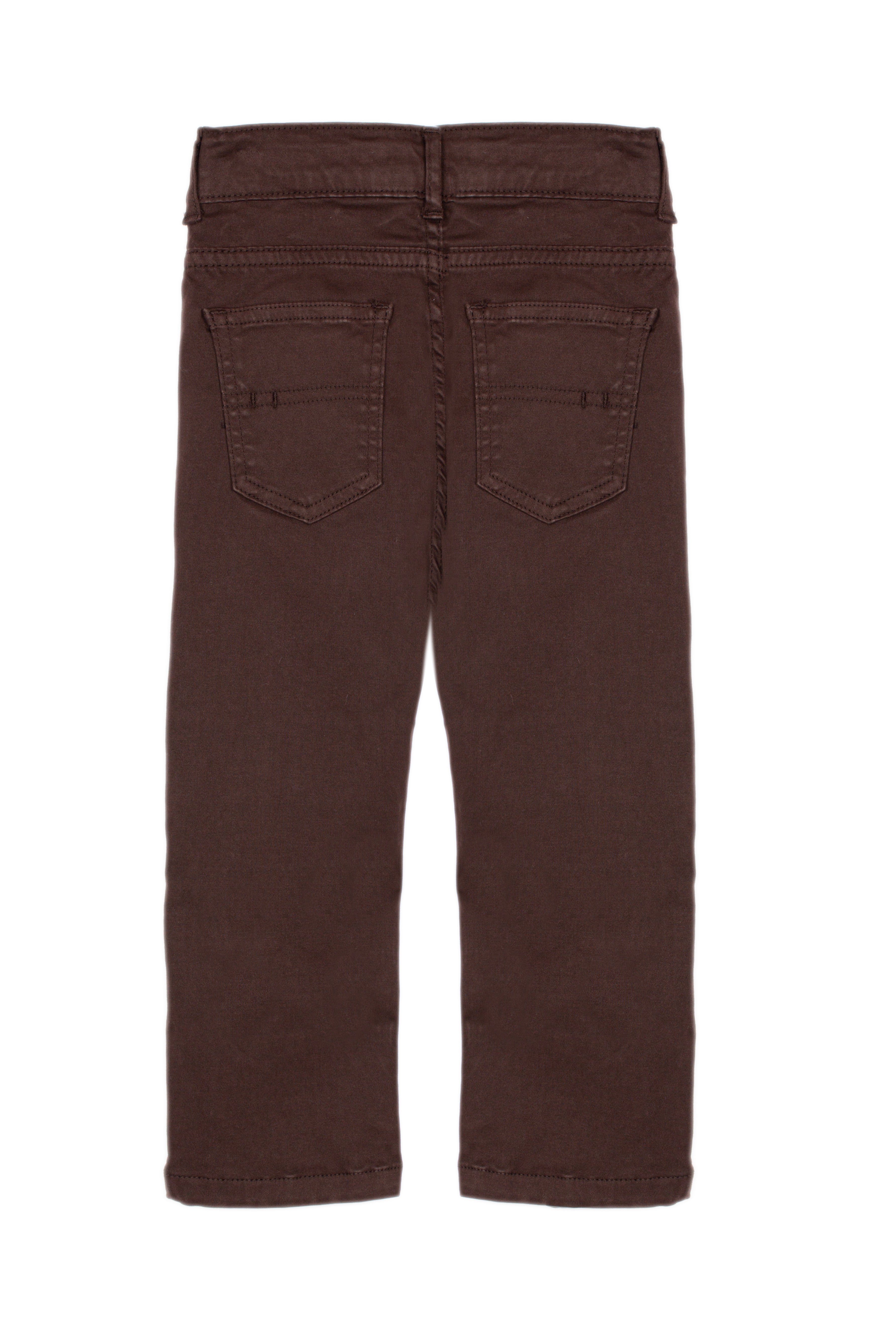 Conjunto camisa xadrez e calça castanha de menino da Patachou "Blue brown"