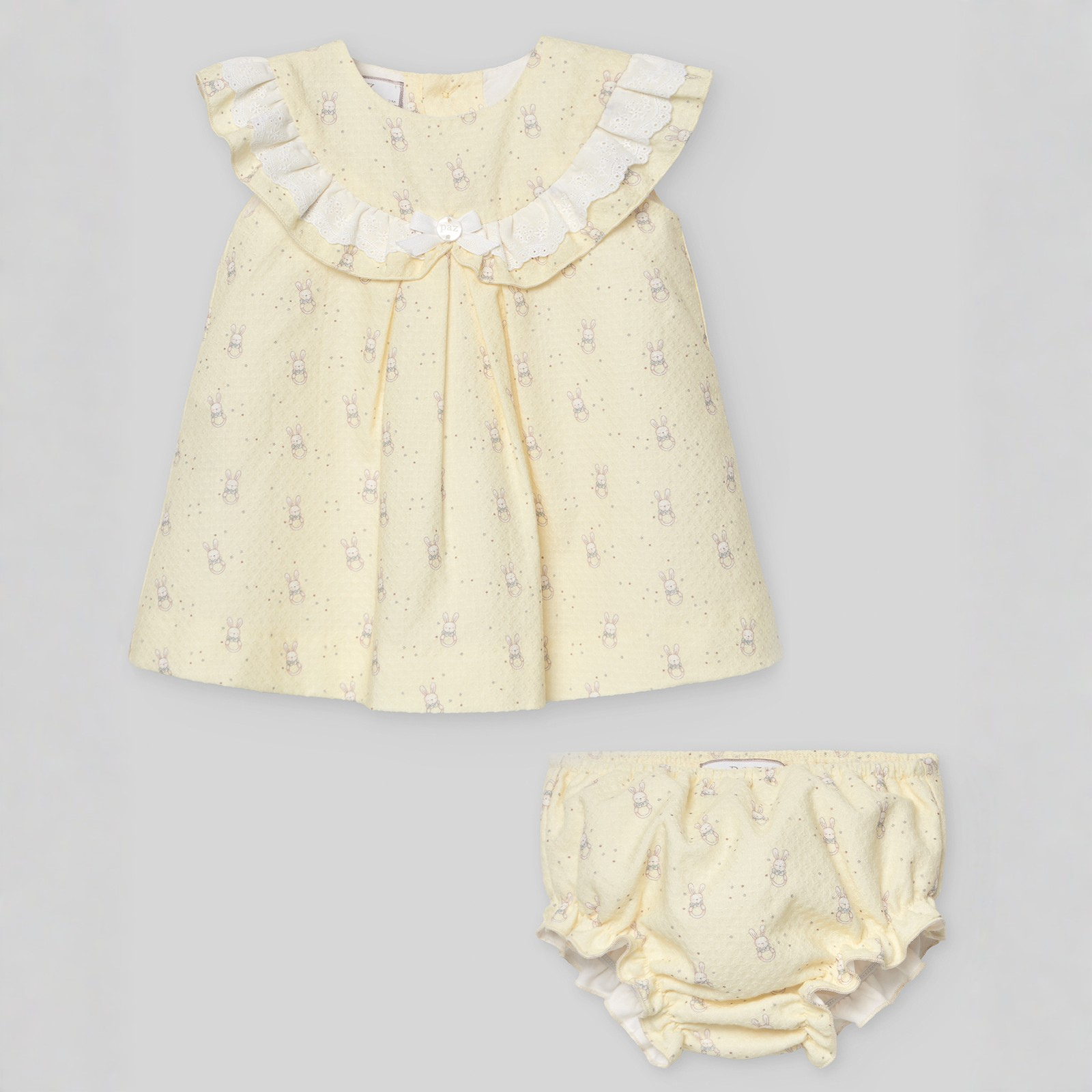 Vestido e tapa fralda amarelo da Paz Rodriguez "Albor"