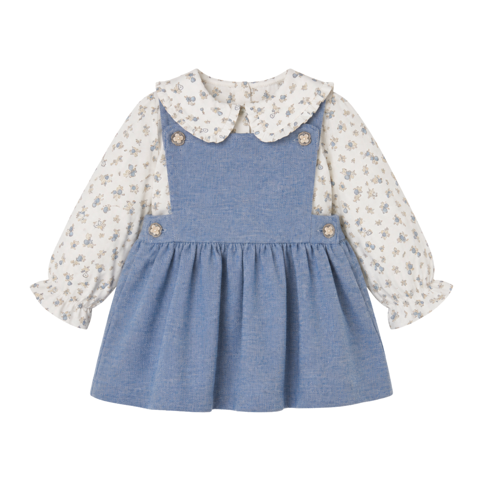 Conjunto blusa estampada e vestido azul da Paz Rodriguez "Ponte"