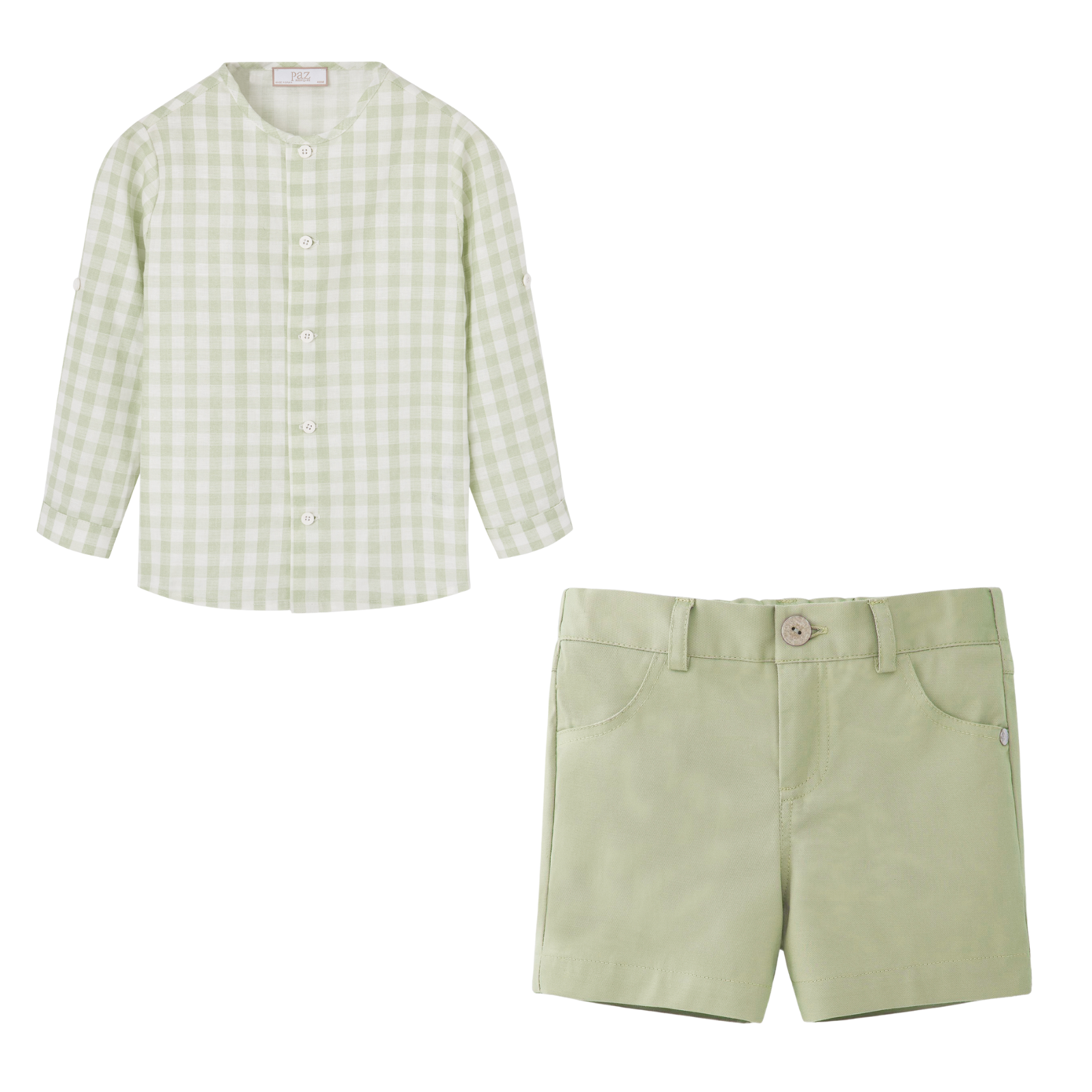 Conjunto camisa vichy verde e calção verde da Paz Rodriguez "Frescura"