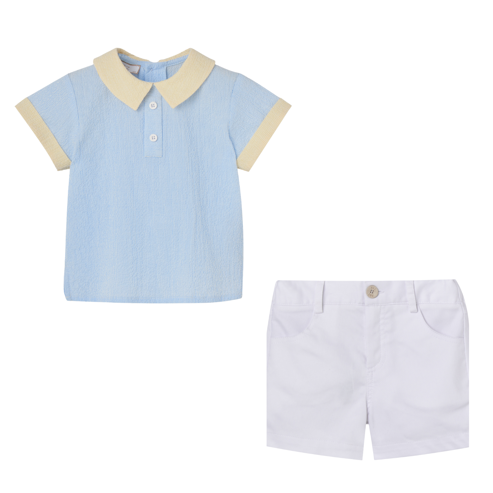 Conjunto polo azul e calção branco da Paz Rodriguez "Candy"