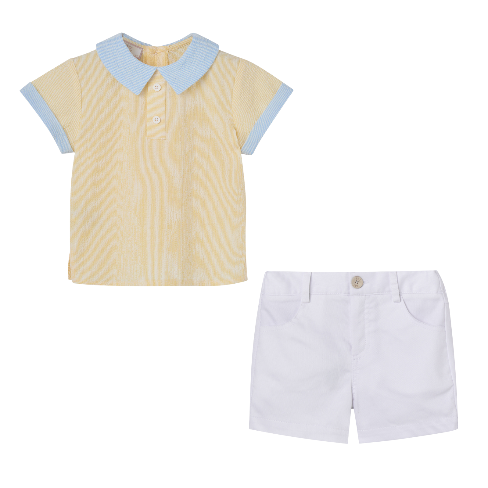 Conjunto polo amarelo e calção branco da Paz Rodriguez "Candy"