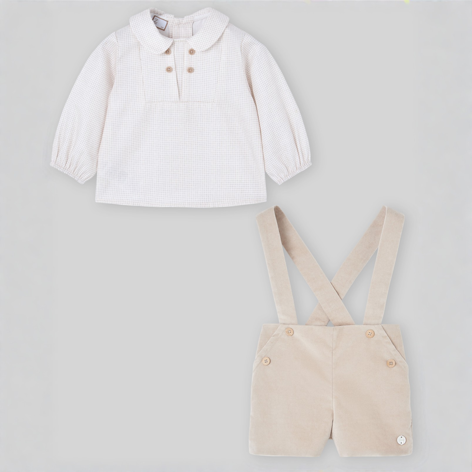 Conjunto calção bege e blusa estampada da Paz Rodriguez "Mel"