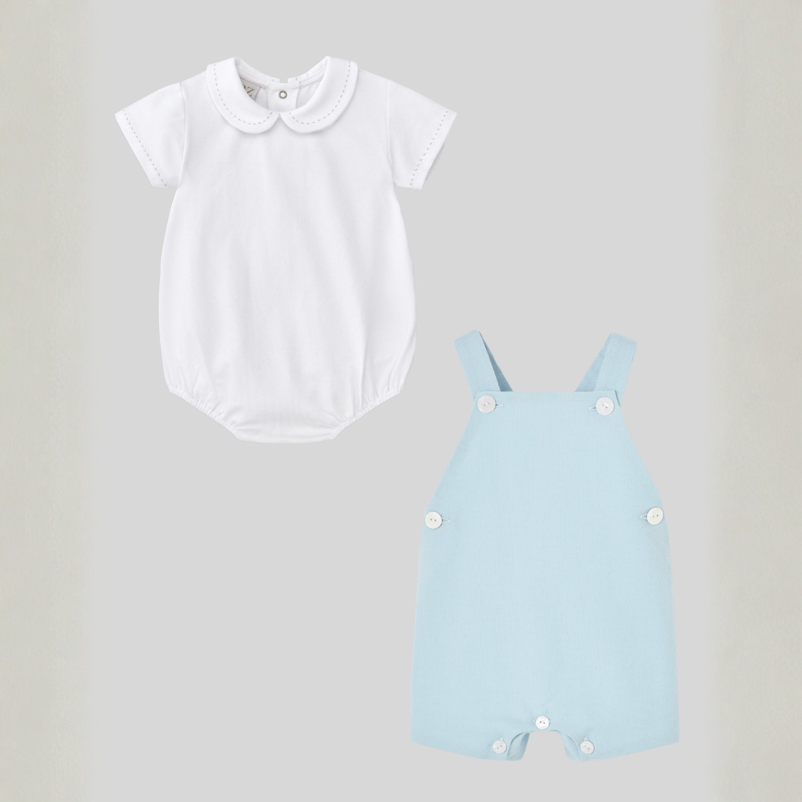 Conjunto body com gola e fofo azul da Paz Rodriguez "Eden"