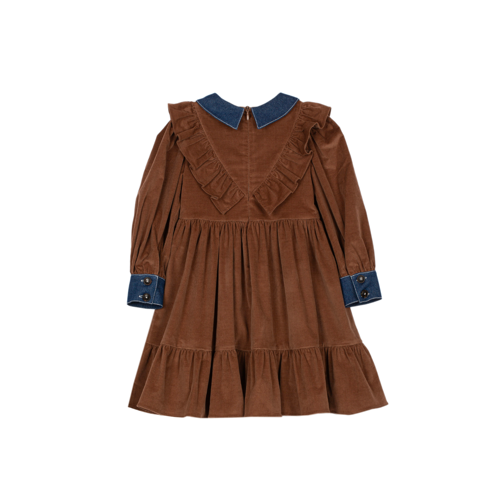 Vestido de bombazina castanho-escuro para menina da Patachou "Moka"