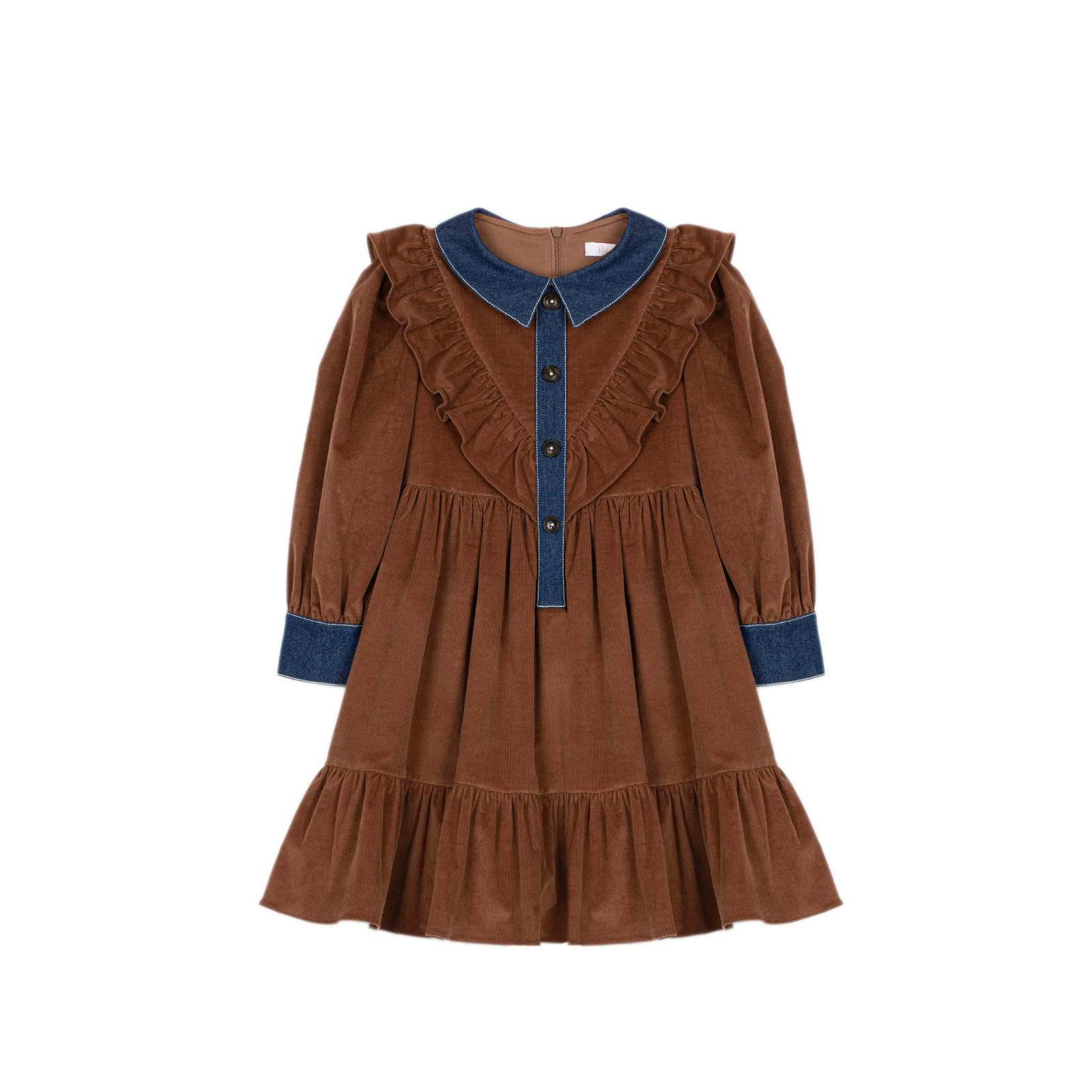 Vestido de bombazina castanho-escuro para menina da Patachou "Moka"