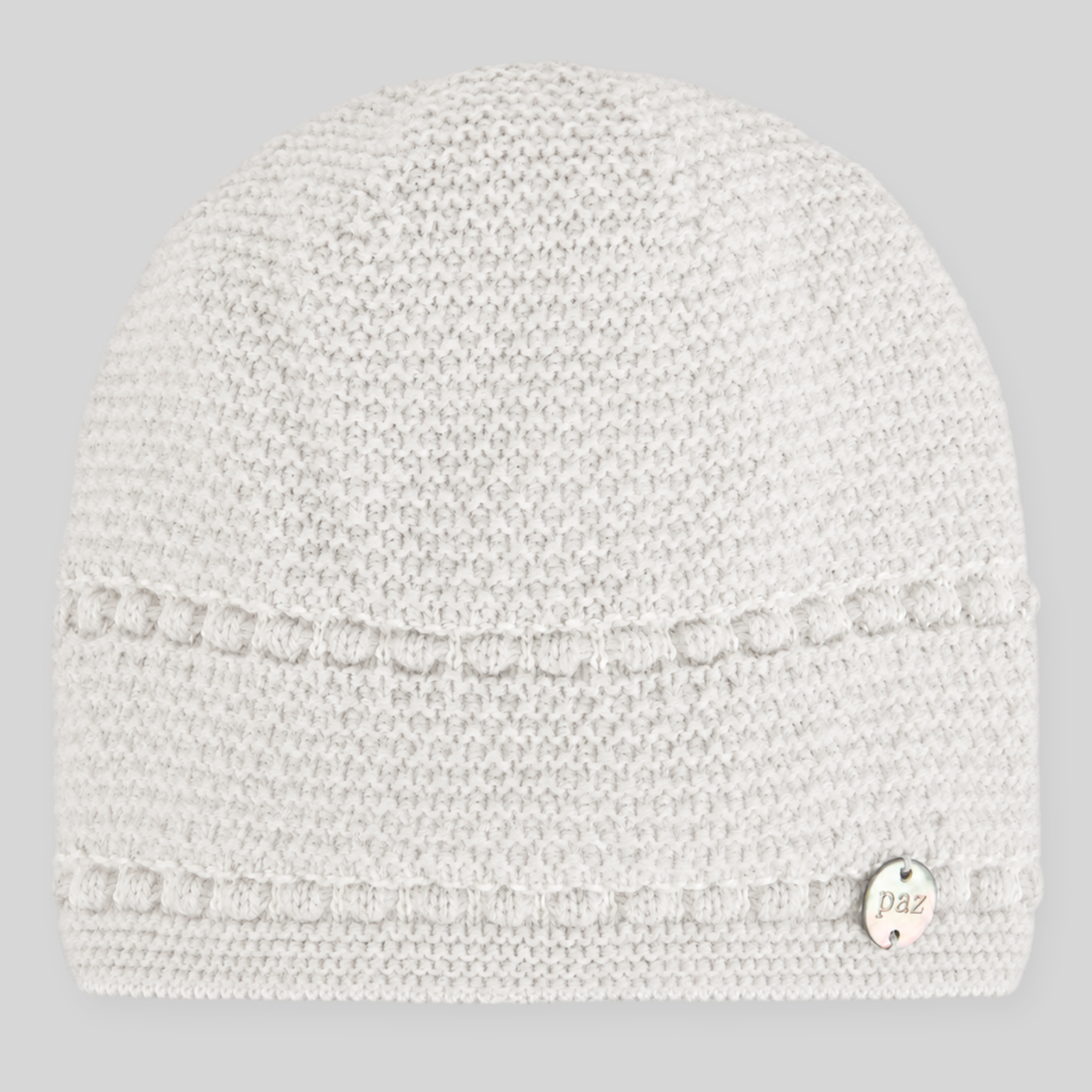 Gorro recém nascido em malha pérola da Paz Rodriguez "Fogar"