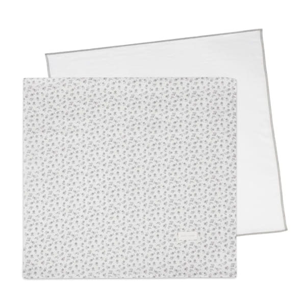 Conjunto 2 Musselinas 70 x 70 cm da Pasito a Pasito " Little Bloom Flowers Grey"