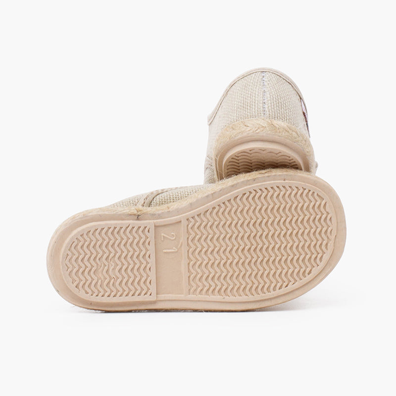 Bluchers linho bege com atacadores e base juta da Pisamonas