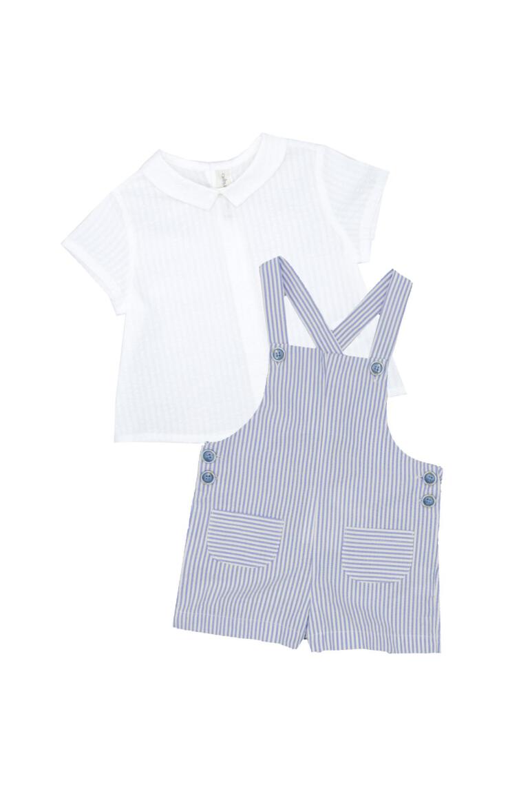 Conjunto camisa branca  e calção de peito as riscas azul Fina Ejerique"NAVY"