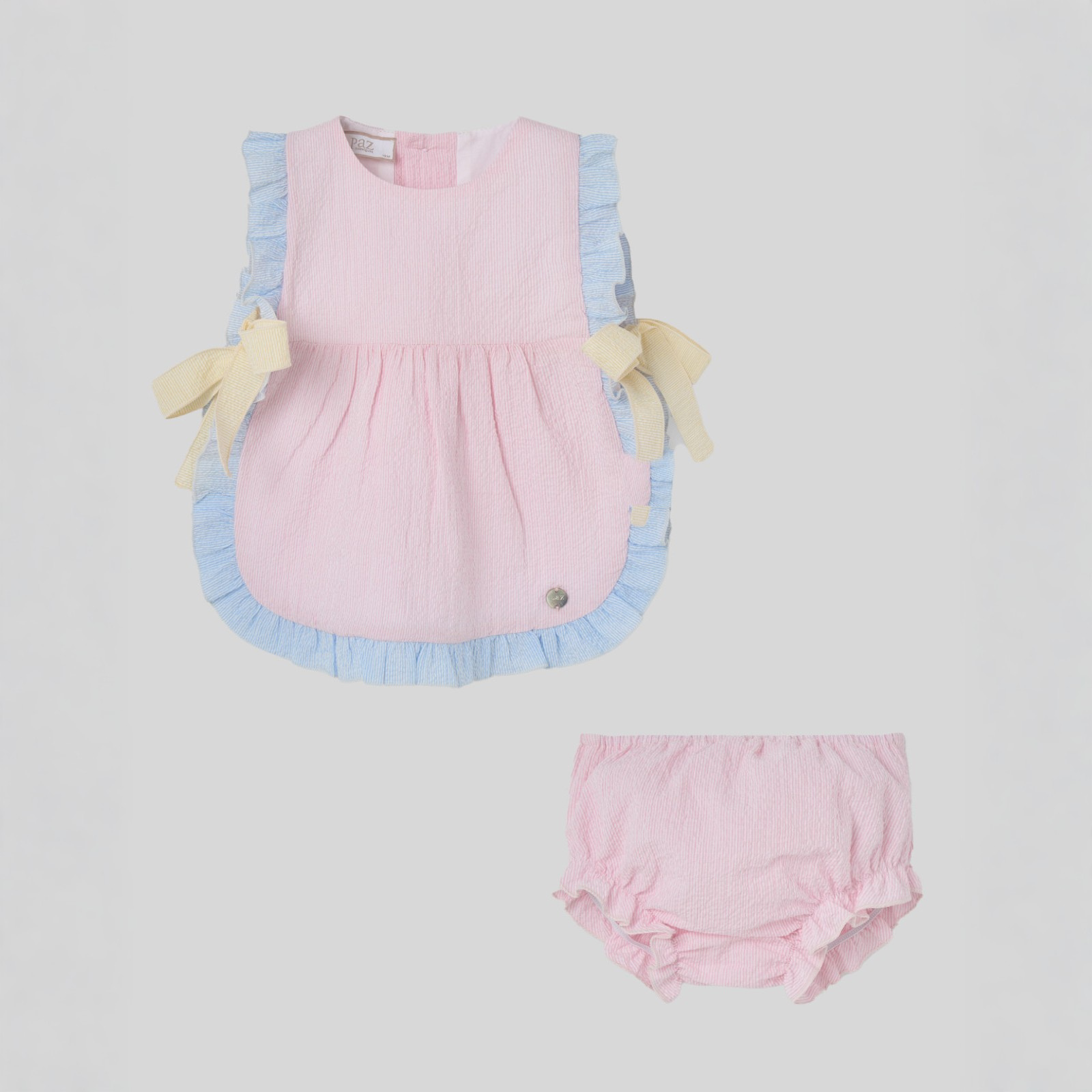 Vestido rosa e tapa fralda da Paz Rodriguez "Candy"