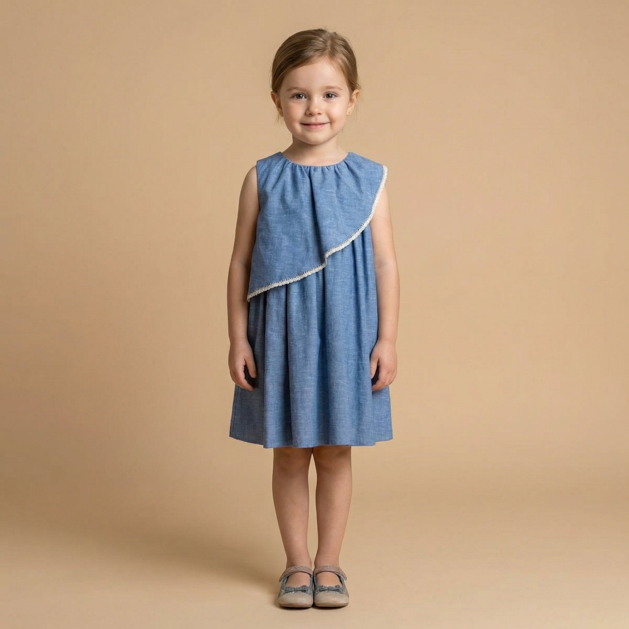 Vestido de chama azul para menina da Fina Ejerique "NAVY"
