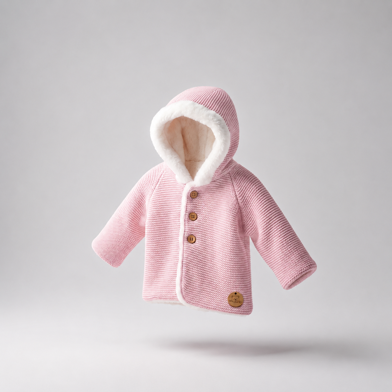 Abrigo em malha rosa com pelo polar da Pangasa "Soft"