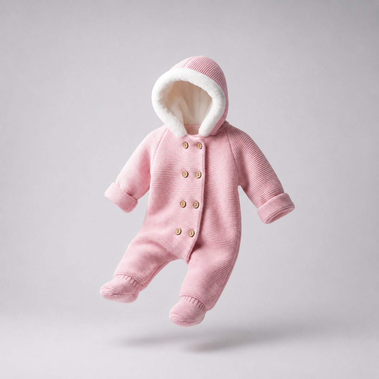 Macacão em malha dupla rosa da Pangasa "Soft"