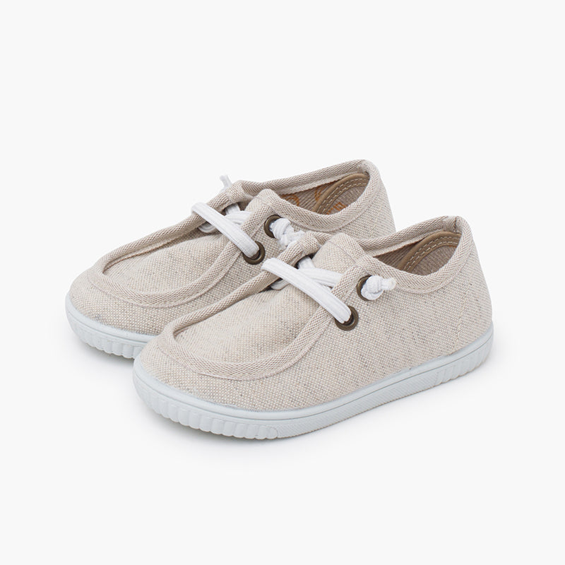 Sapatos de vela bege com atacadores elásticos da Pisamonas