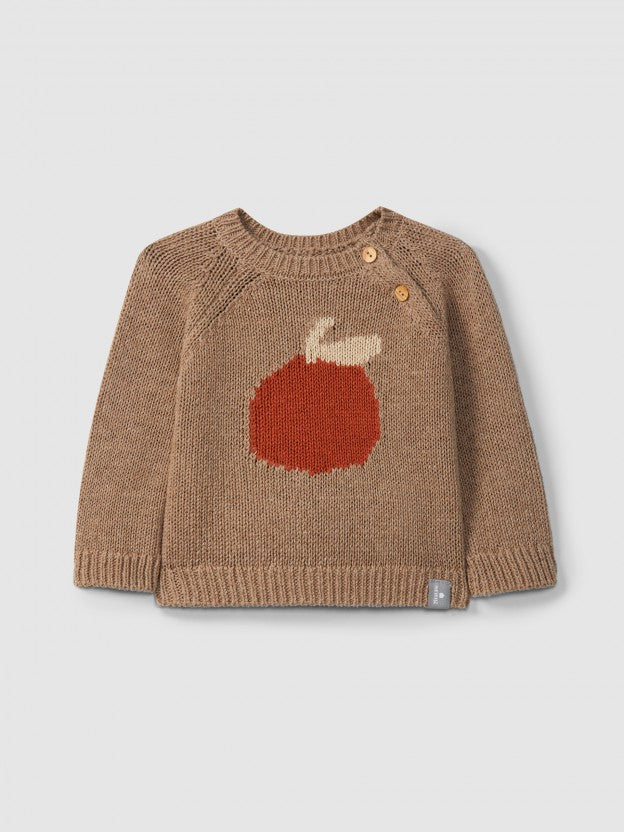 Camisola camel jacquard decote redondo da Snug