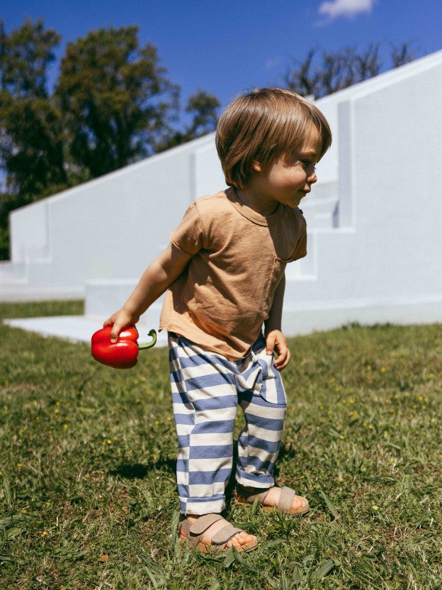 Calças pull-up de riscas com bolso da Snug
