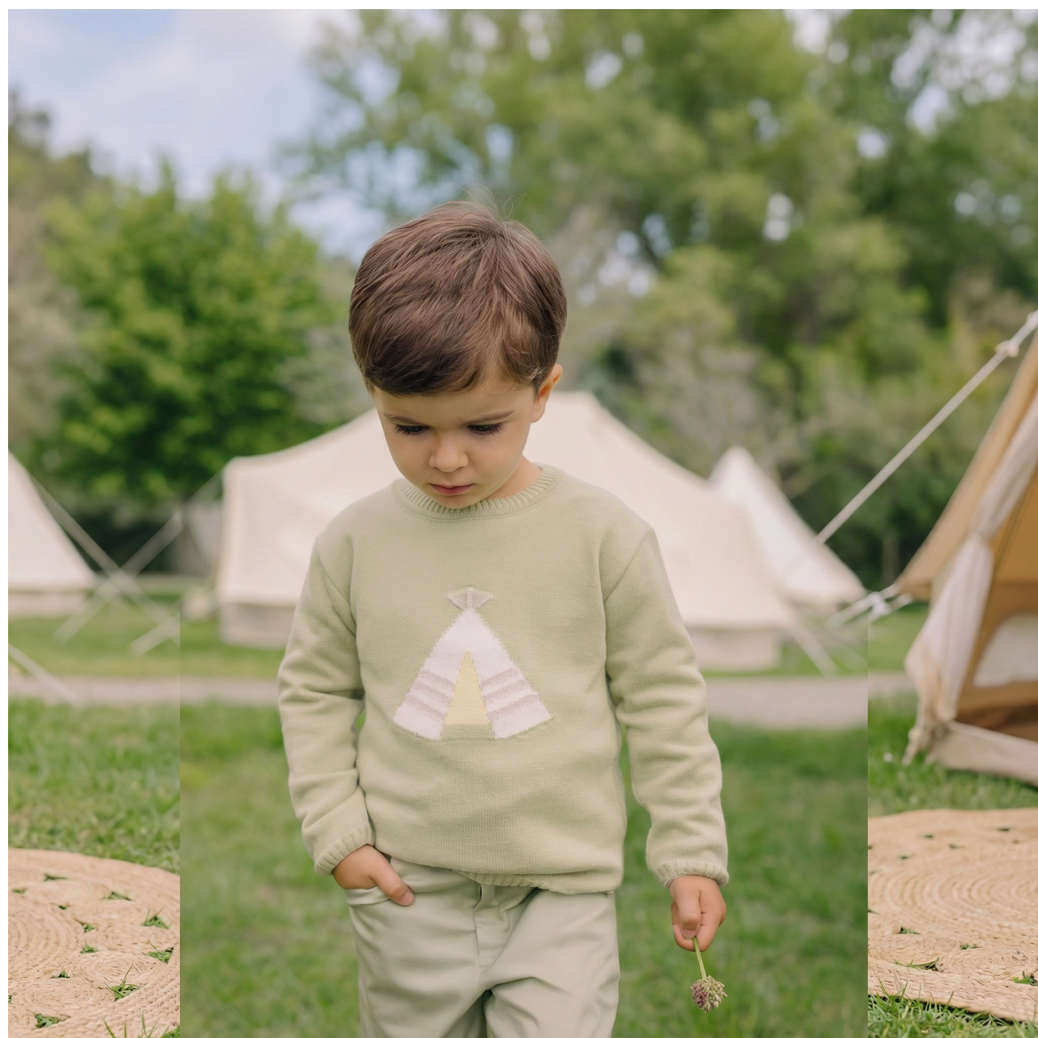 Camisola malha verde de menino da Paz Rodriguez "Frescura"