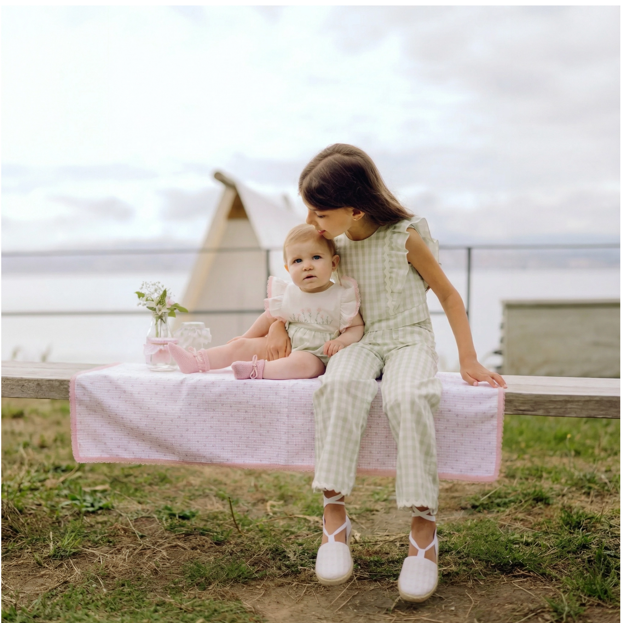 Conjunto blusa e calça vichy verde da Paz Rodriguez "Frescura"