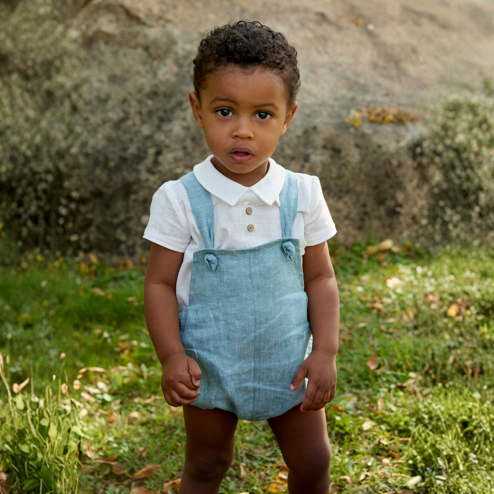 Conjunto blusa e jardineira turquesa da Martin Aranda "Alberta"