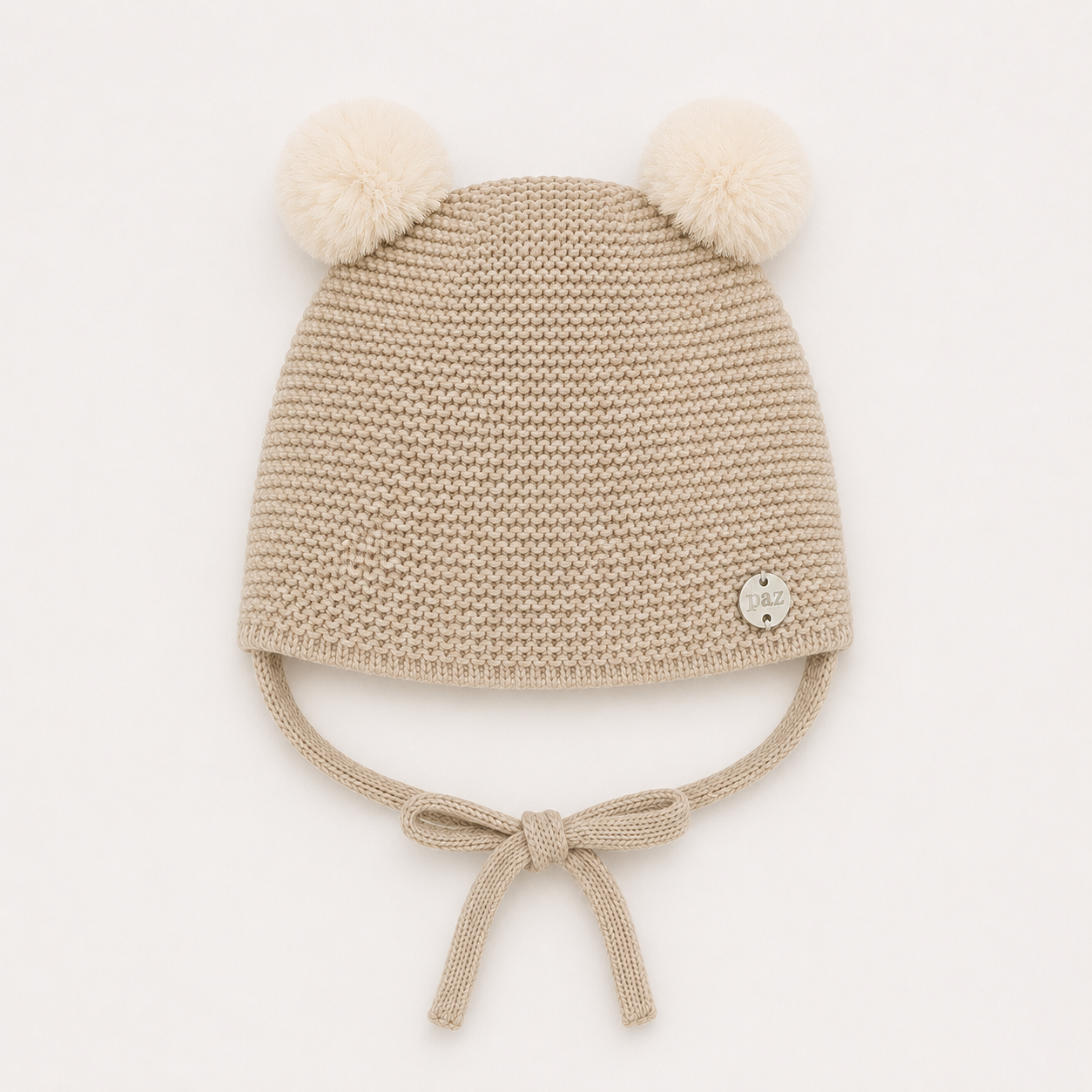 Gorro com pompons bege da Paz Rodriguez "Mel"