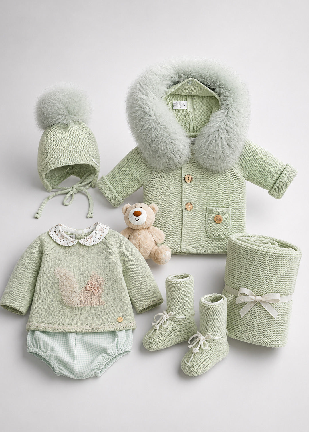 Conjunto camisola verde e calção vichy da Pangasa "Ardilla"
