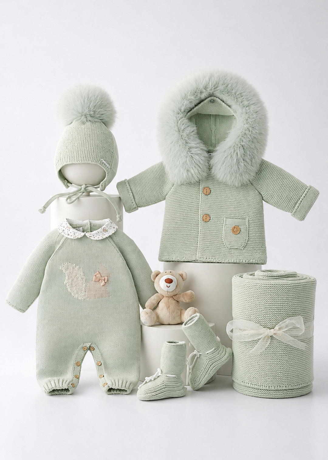 Babygrow de malha verde da Pangasa "Ardilla"
