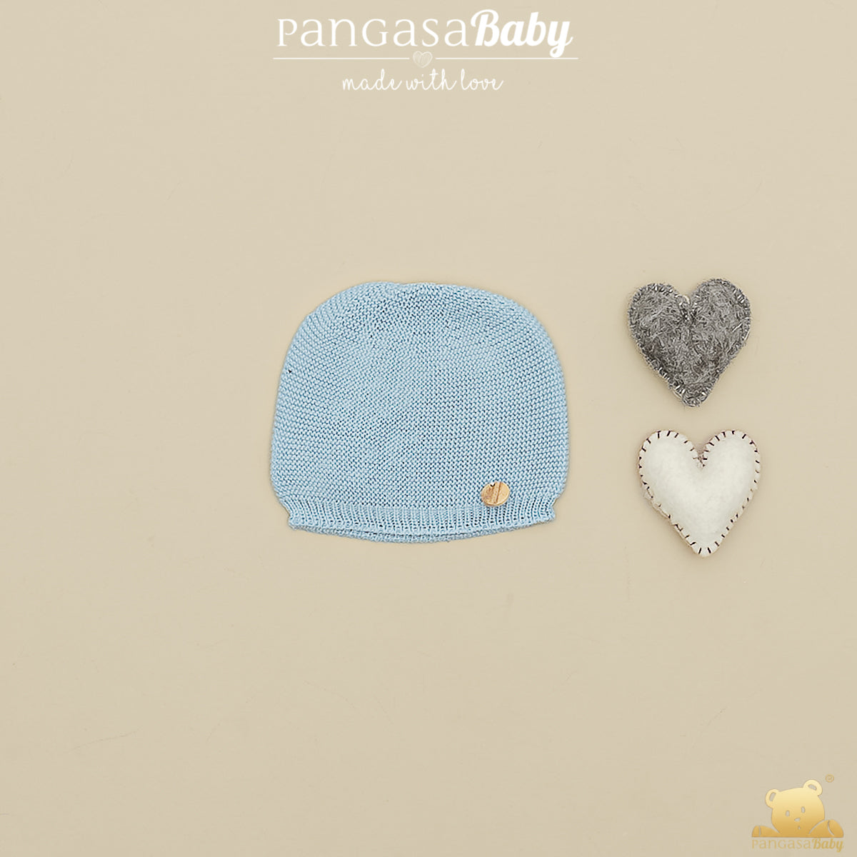 Gorro recém nascido em malha azul da Pangasa