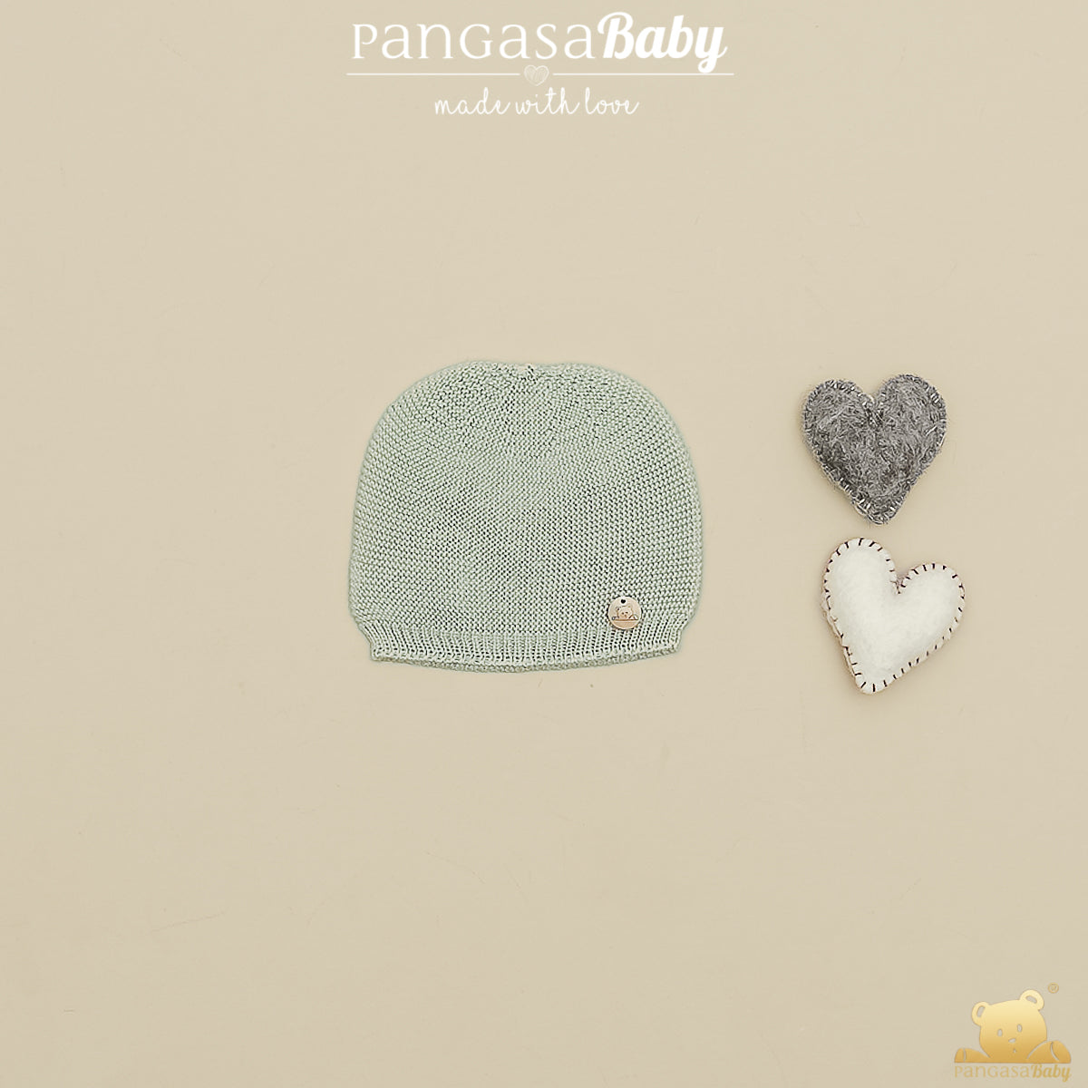 Gorro recém nascido em malha verde da Pangasa