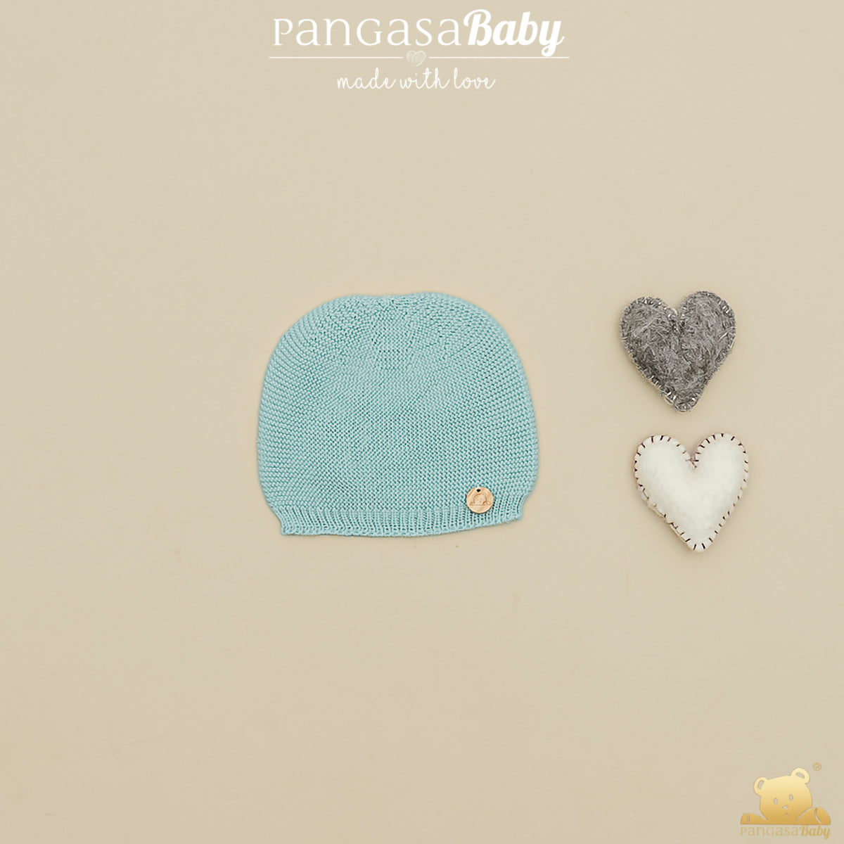 Gorro recém nascido em malha verde água da Pangasa