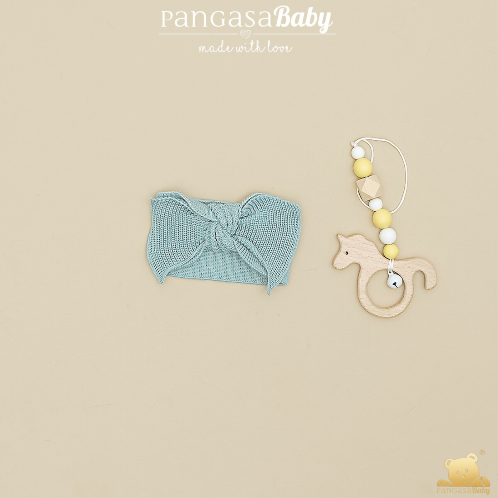 Fita de malha verde água para bebé menina da Pangasa "Basic"