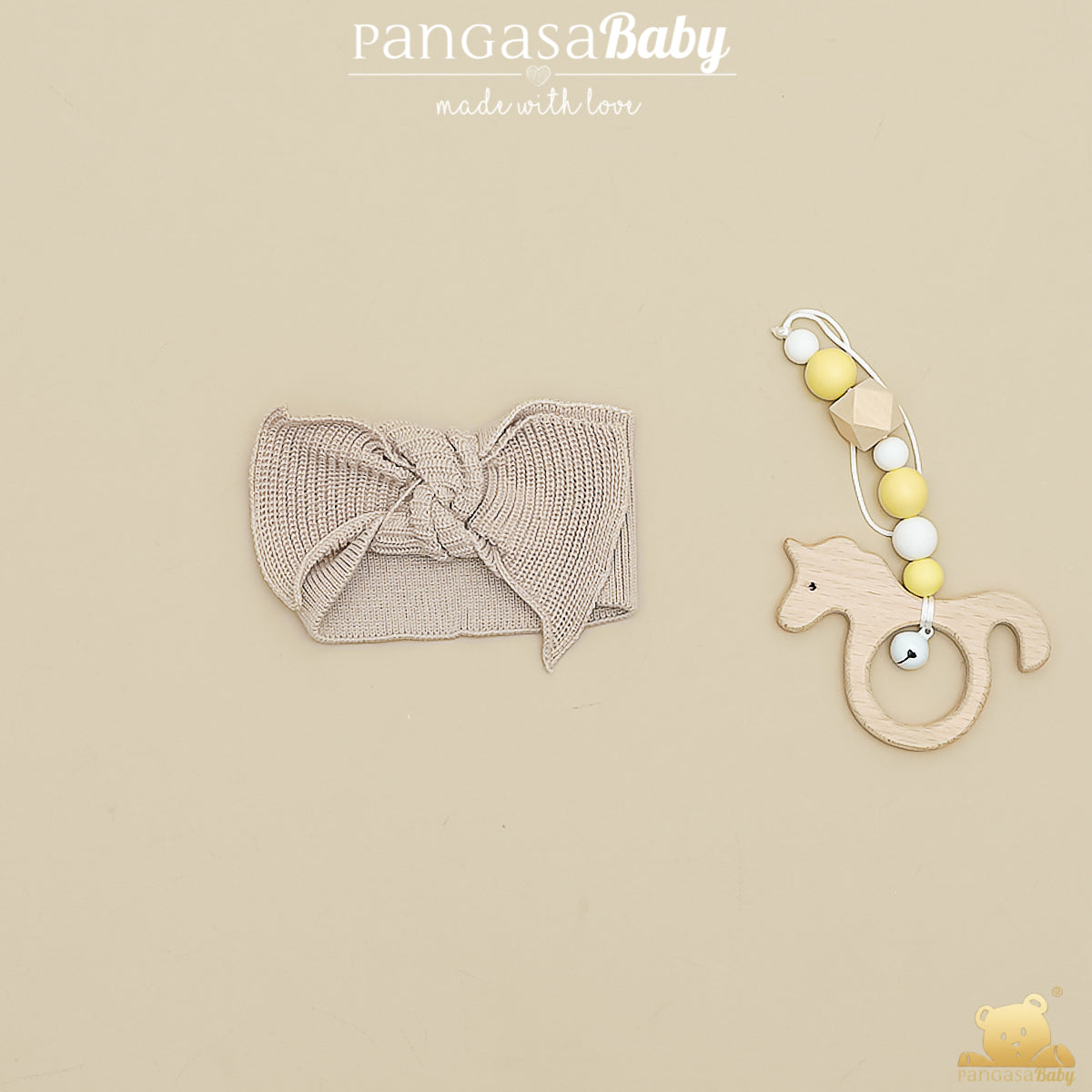 Fita de malha camel para bebé menina da Pangasa "Basic"