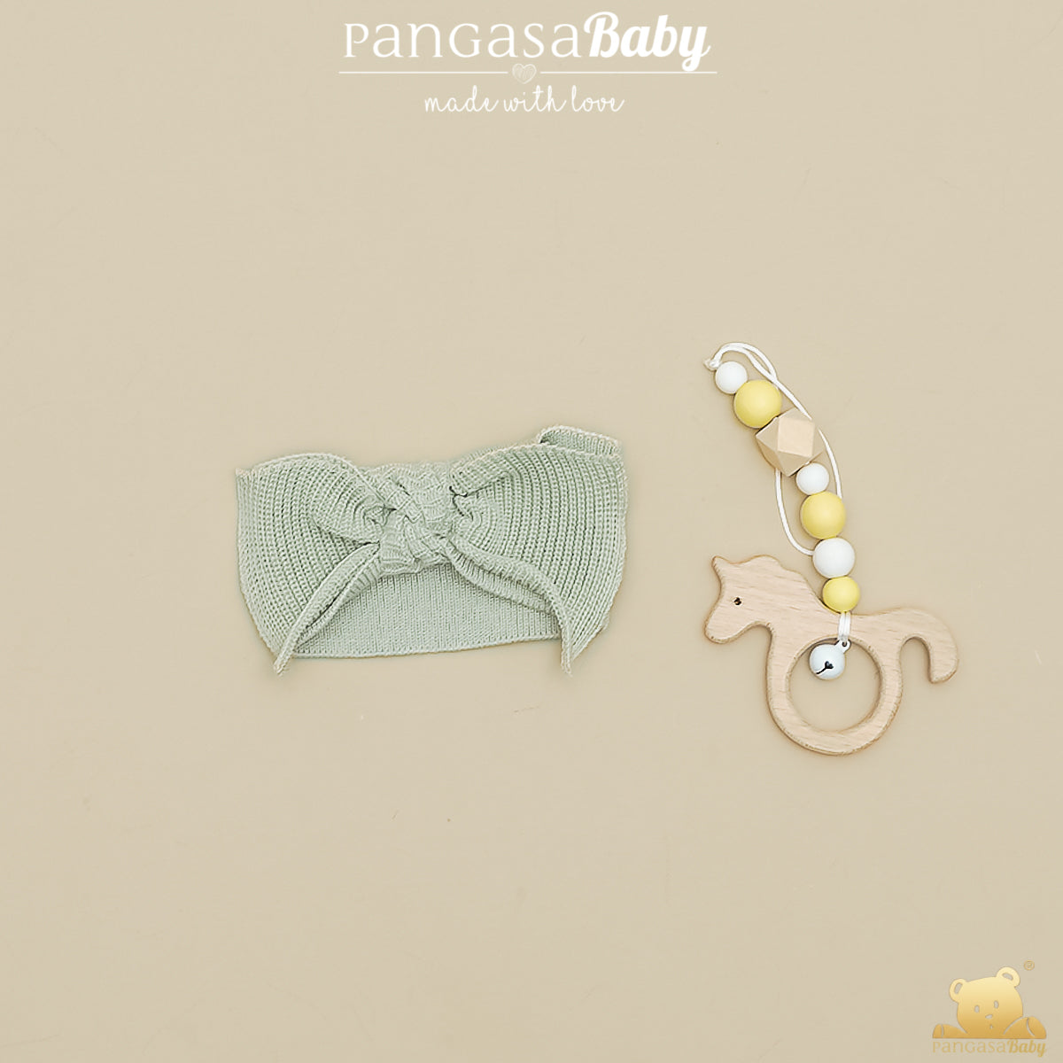 Fita de malha verde para bebé menina da Pangasa "Basic"