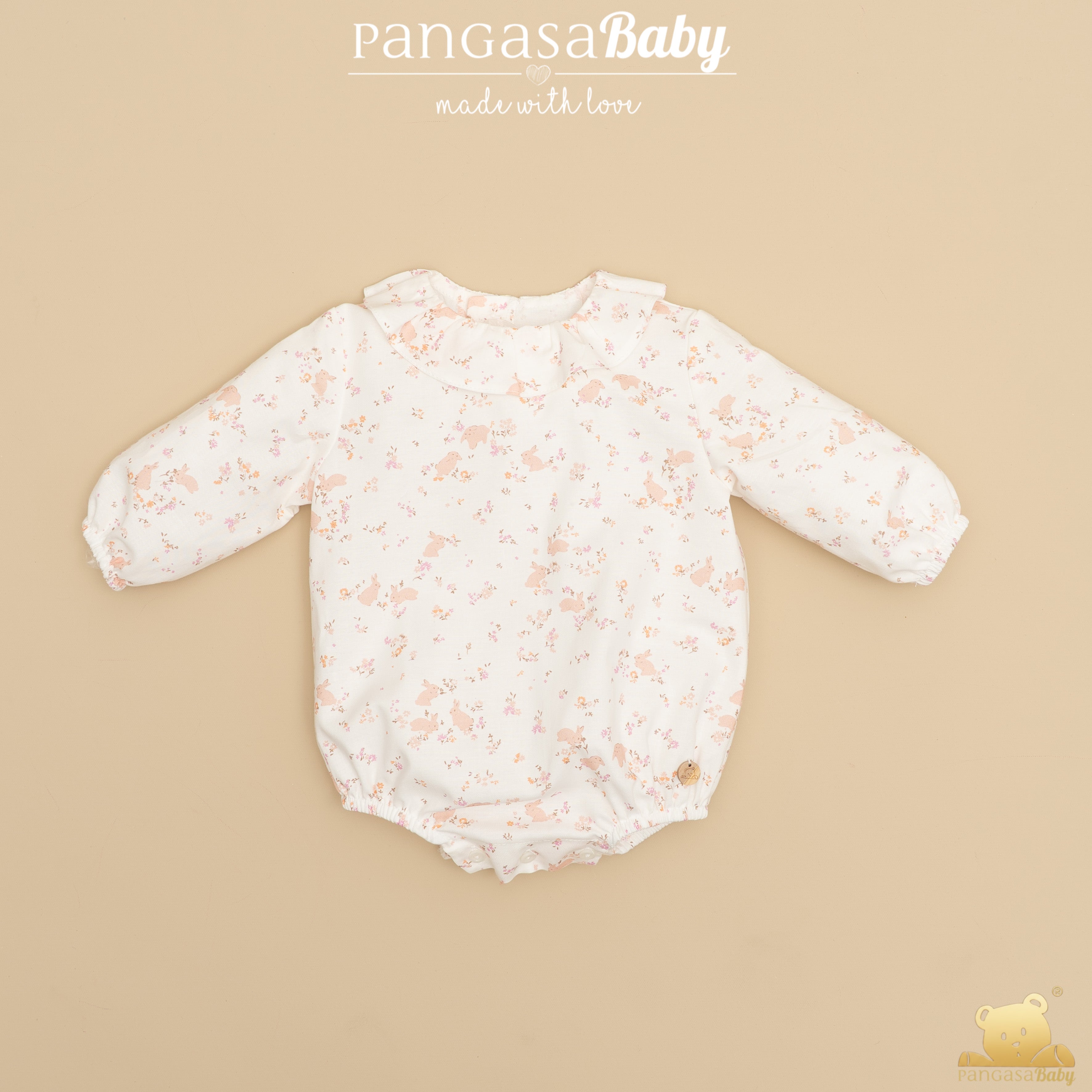 Fofo estampado floral com colete de malha rosa da Pangasa