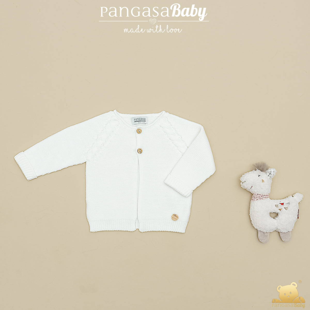 Casaco em malha pérola com ochos da Pangasa "Basic"