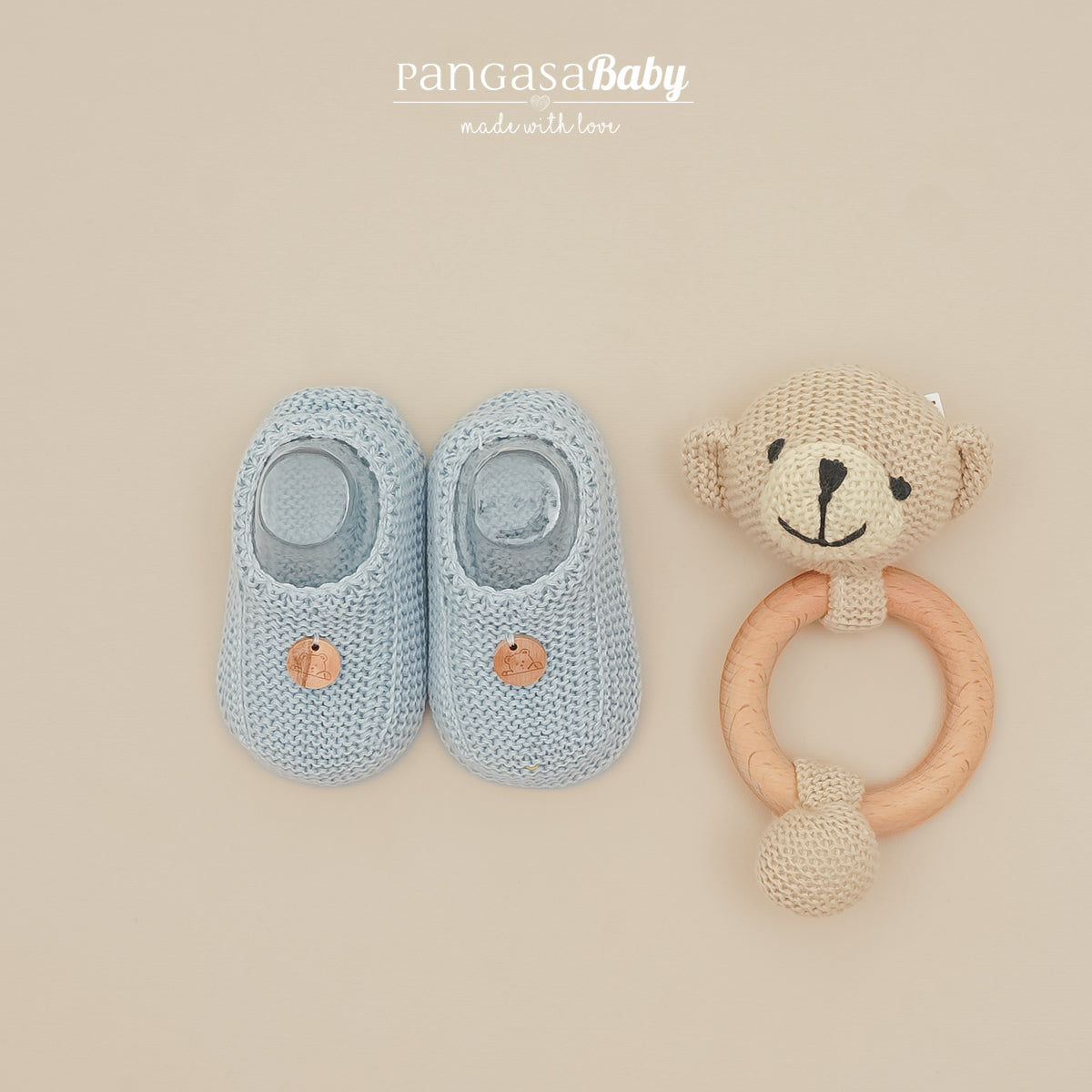 Carapins para bebe em malha azul da Pangasa