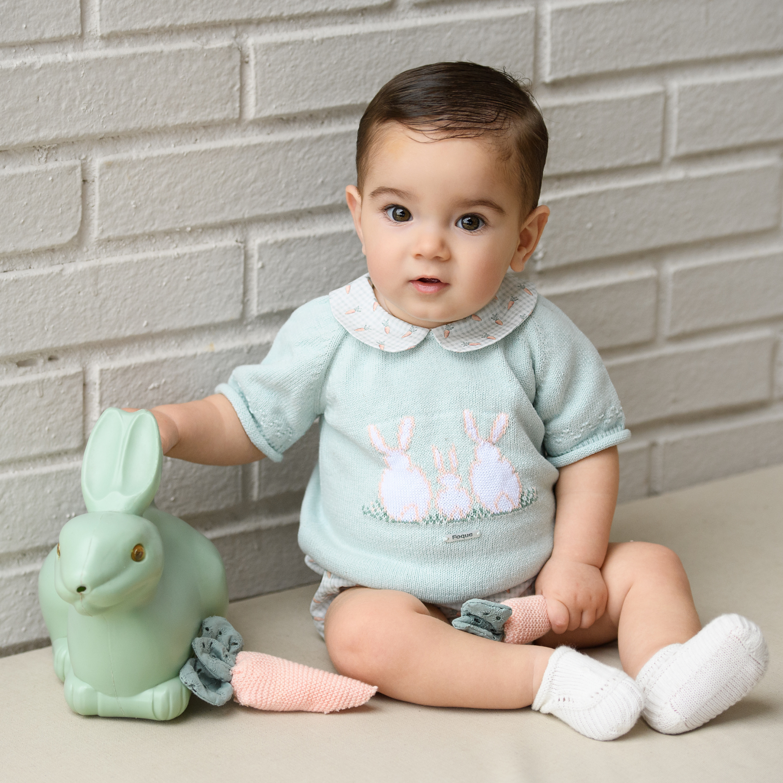 Conjunto camisola azul e tapa fraldas estampado para bebe menino da Foque"El Campo"