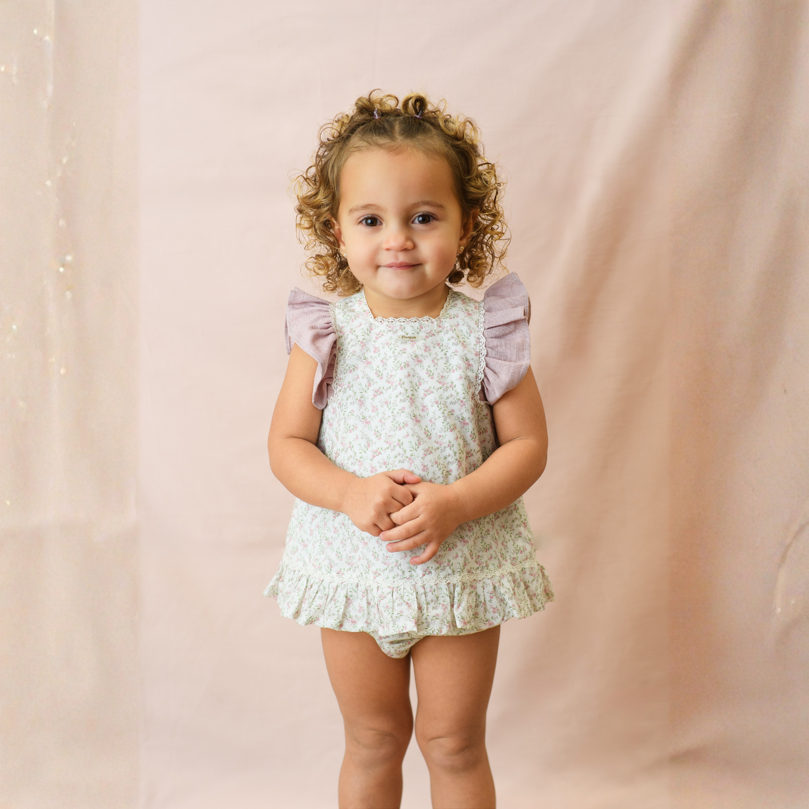 Vestido estampado floral e tapa fraldas para bebe menina da Foque "Ensueno"