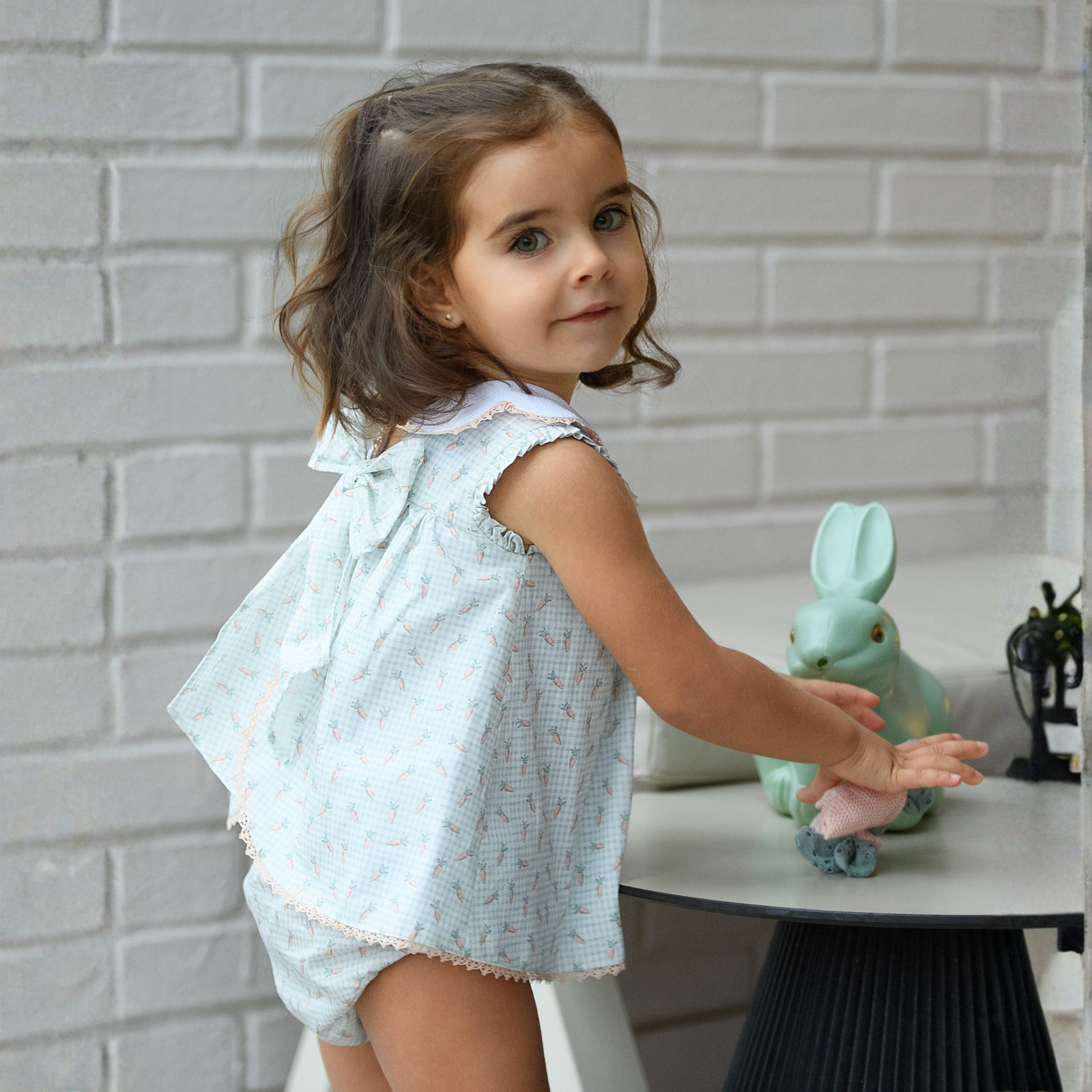 Vestido estampado e tapa fraldas para bebe menina da Foque "El Campo"